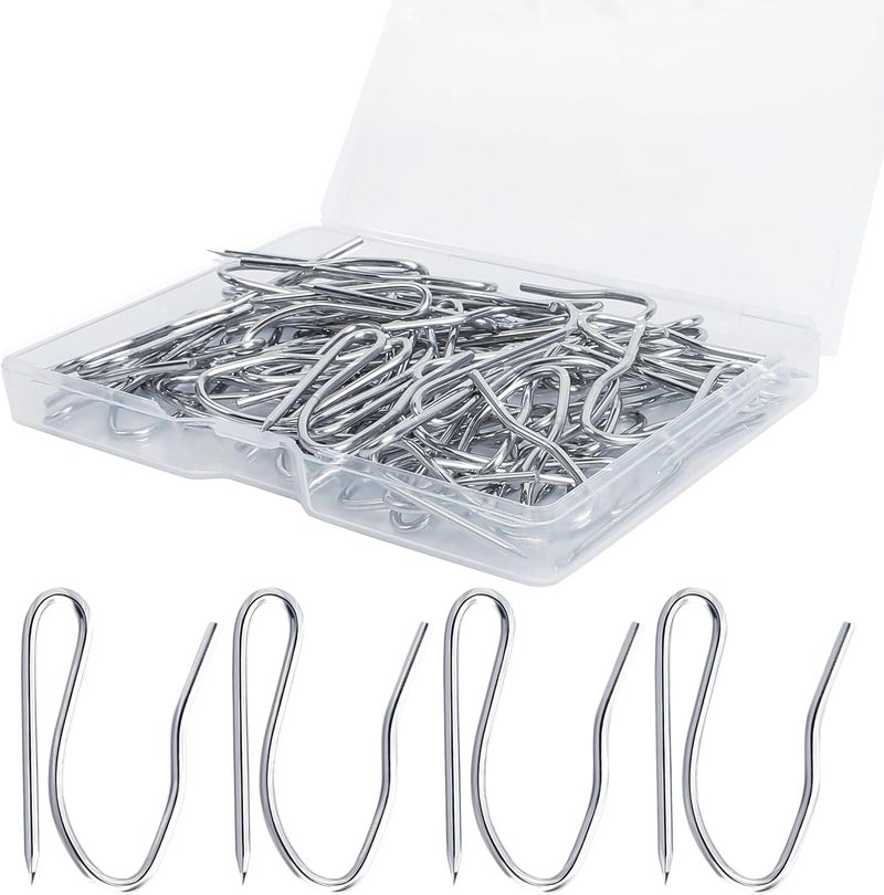 VRSS Drapery Hooks Pins for Curtains, 1.2 Inch Stainless Steel Curtain Hooks, Pin-On Drapery Hooks (60) - Image 1